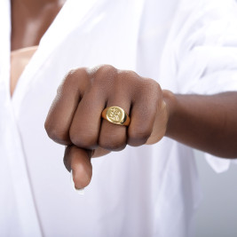 Signet Ring in Gold Plating with Engraved Monogram
